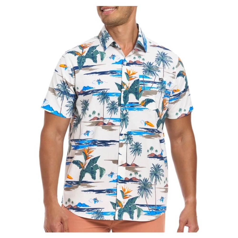 NWT: Hurley Hawaiian Shirt Men's M Tropical Button Down Cabana Patio (G564)